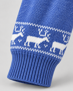 Women's Fair Isle Mock Neck Christmas Sweater with Reindeer Hem