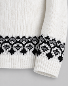 Women's Geometric Fair Isle Crew Neck Sweater Ivory