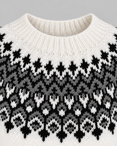Women's Geometric Fair Isle Crew Neck Sweater Ivory