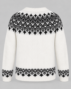 Women's Geometric Fair Isle Crew Neck Sweater Ivory