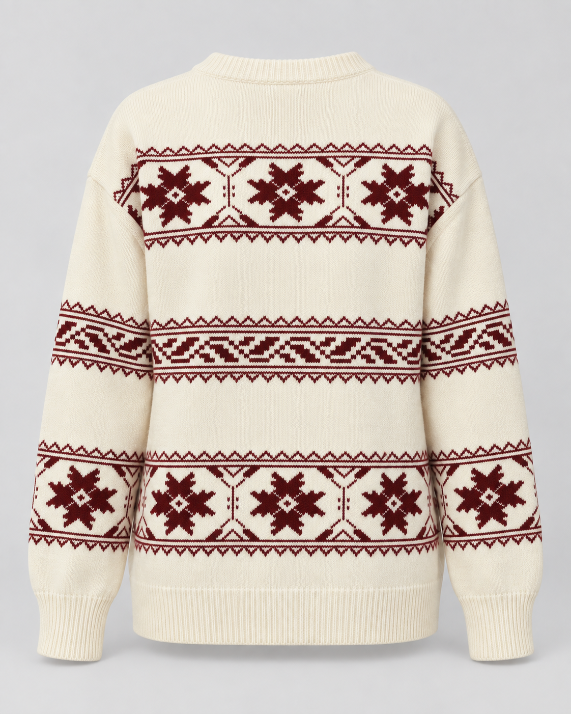 Jersey Fair Isle Mujer Copos de Nieve Cuello Redondo Oversize