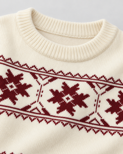 Jersey Fair Isle Mujer Copos de Nieve Cuello Redondo Oversize